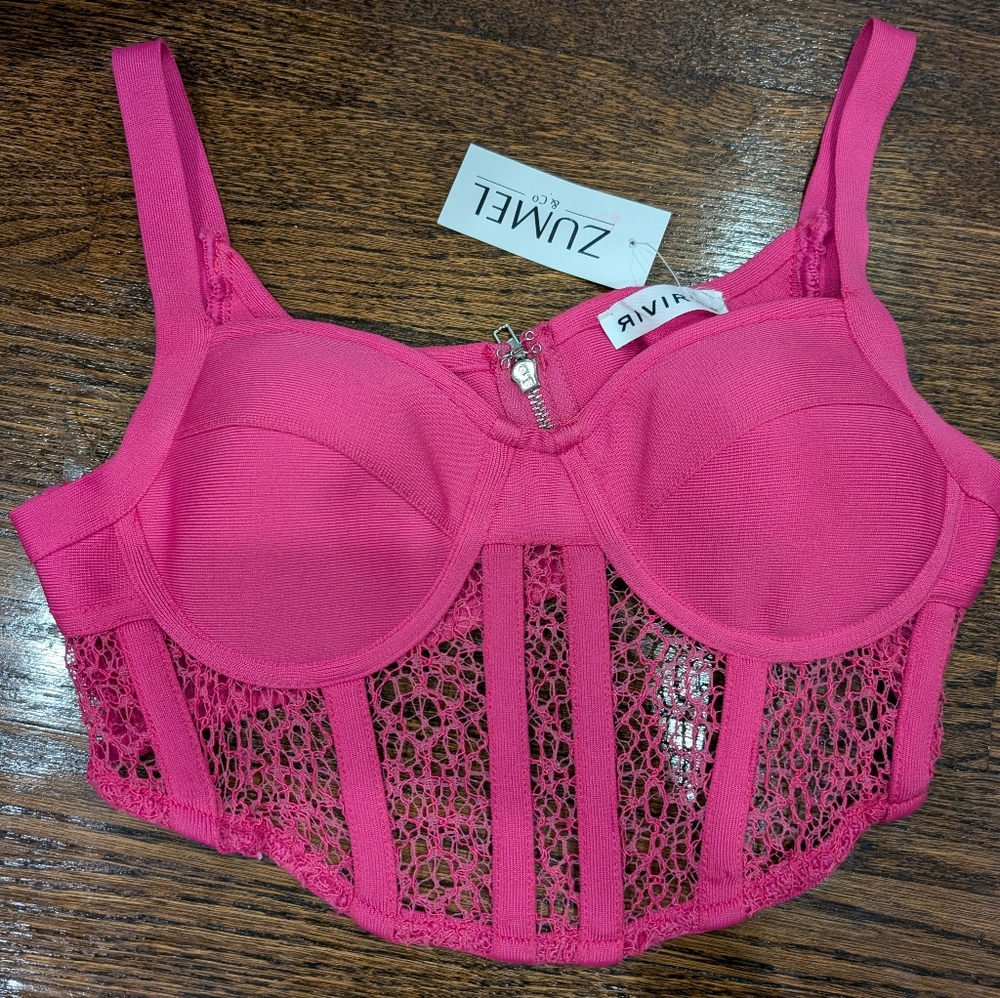 Rivir Fuschia Corset Top NWT - Picture 2 of 5